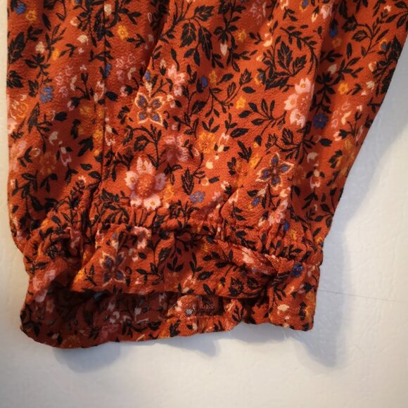 American Eagle Ladies Size XL Bo Ho Loose Fit Orange w/ Multi Colors Blouse - Picture 7 of 9